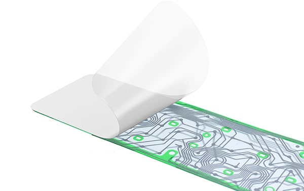 Release liner peeling off a green electronics product