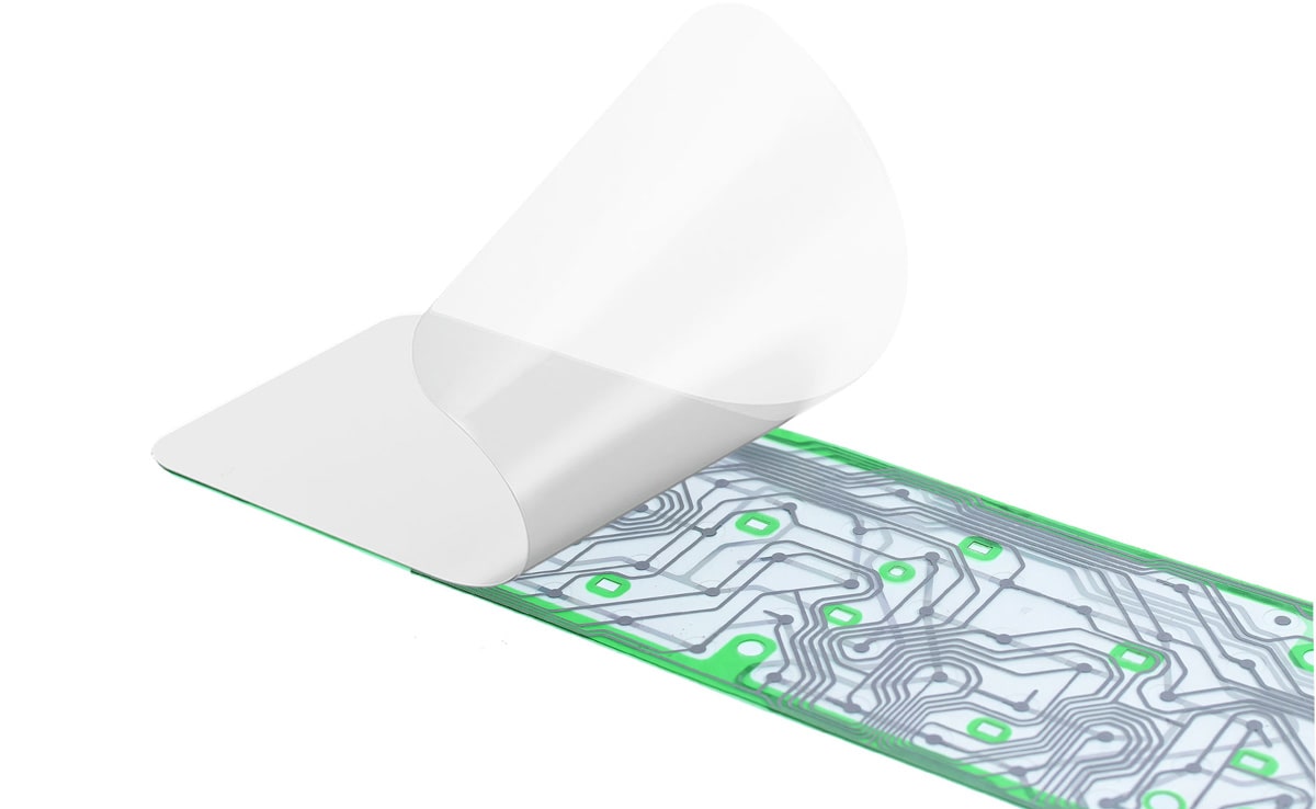 Release liner peeling off a green electronics product