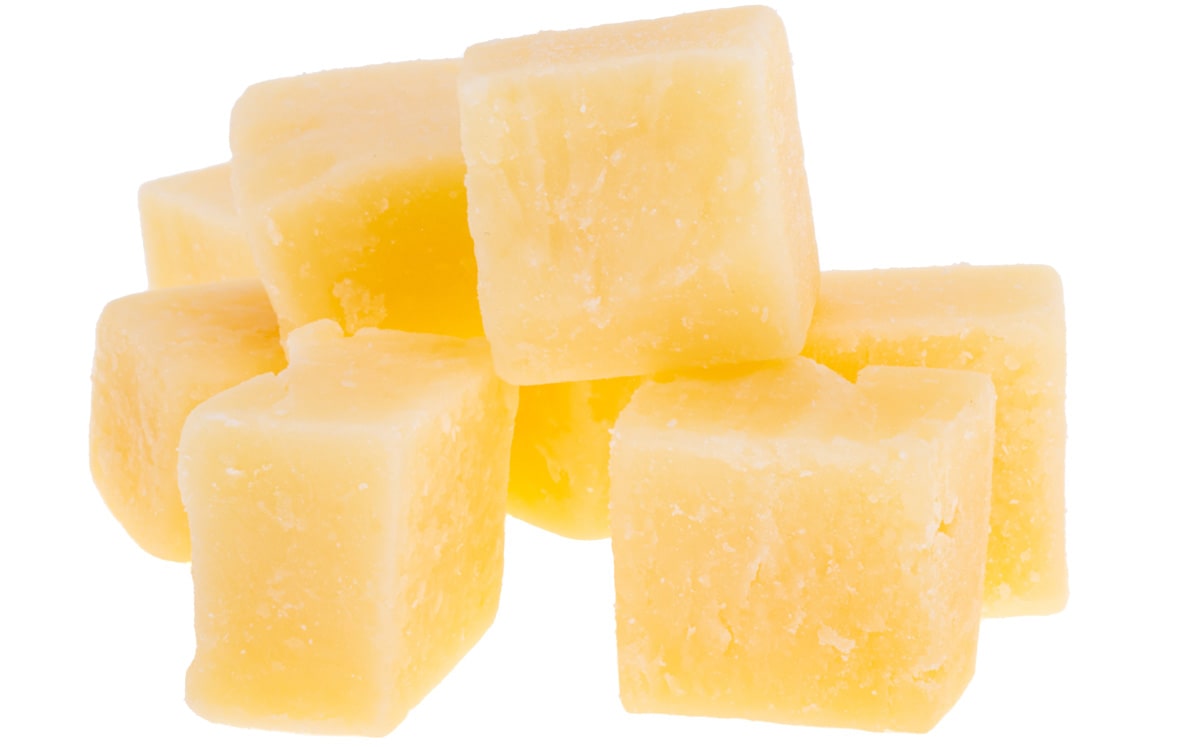 Yellow hot melt adhesive cubes